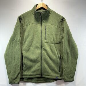 LL Bean Fleece Jacket Mens L Tall Green Fleece Zip Up Pocket Outerwear Outdoor